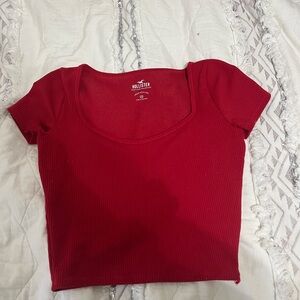 Hollister Women's Scarlet Ribbed Crop Top